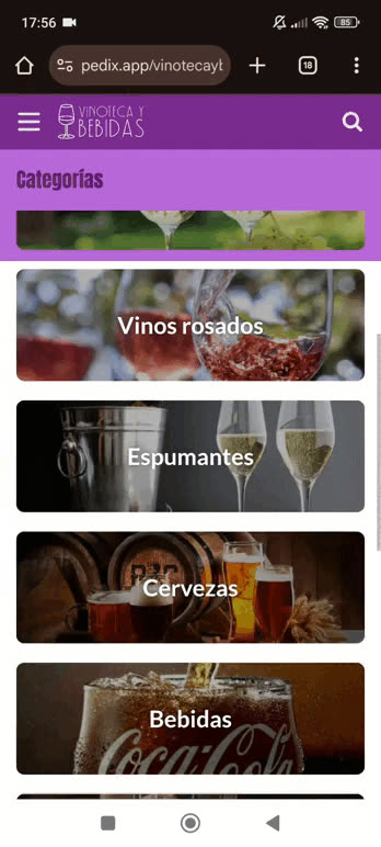 Demo de tienda Vinoteca y Bebidas en Pedix